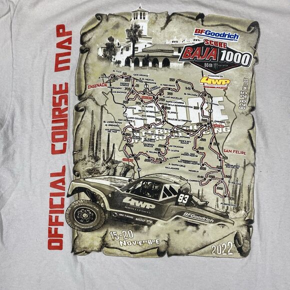 Enseñada T Shirt BF Goodrich Score Baja 100 Official Course Map Size Medium - Picture 2 of 6